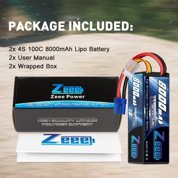 Zeee 4S 8000mAh 14,8V 100C EC5 Hardcase Lipo Akku (2 Stück)