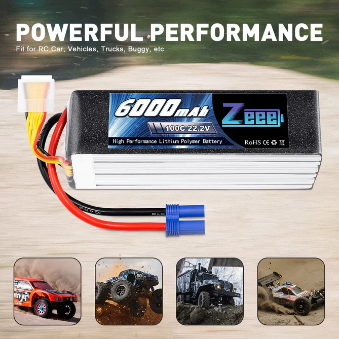 Zeee 6S 6000mAh 22,2V 100C Lipo Akku EC5 (2 Stück)