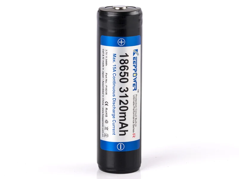 Keeppower R 18650 3120mAh 3,6V - 3,7V Li-Ion-Akku geschützt (Pluspol erhöht)