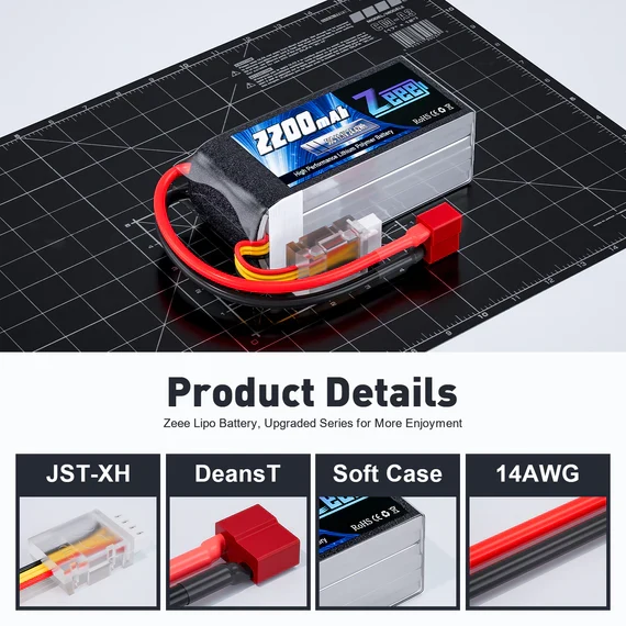 Zeee 3S 2200mAh 11,1V 50C Shorty Deans Lipo Akku (2 Stück)
