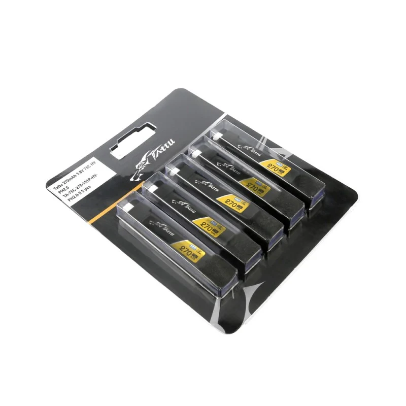 Tattu 270mAh 3.8V 75C 1S1P HV Lipo Akkupack mit JST-PHR 2.0 Stecker (5 Stück)