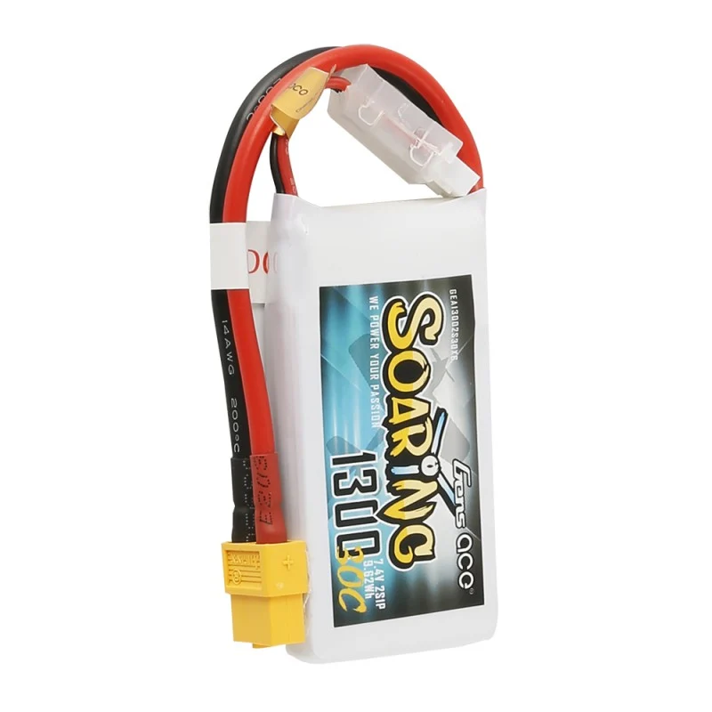 Gens Ace Soaring 1300mAh 7,4V 30C 2S1P Lipo Akkupack mit XT60 Stecker