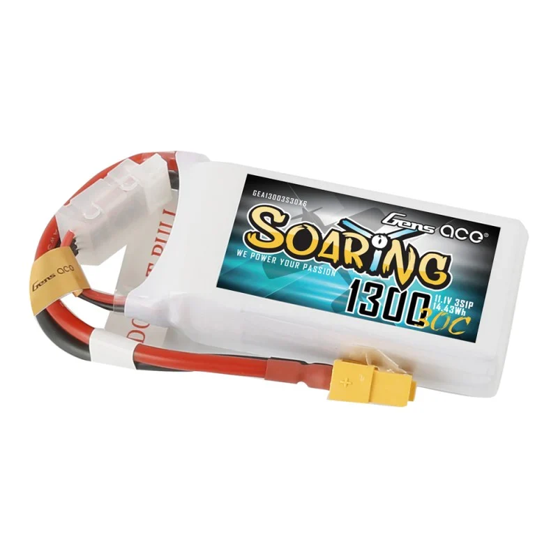 Gens Ace Soaring 1300mAh 11.1V 30C 3S1P Lipo Akkupack mit XT60 Stecker