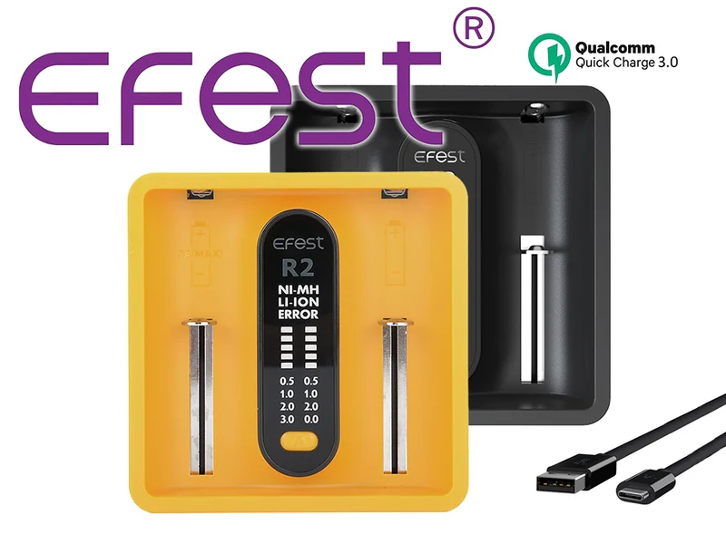 Efest iMate R2 Ladegerät für Li-Ion und NiMh/NiCD Akku mit QC3.0 Stromversorgung