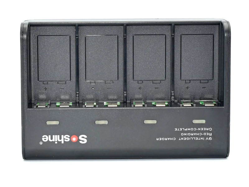 Soshine V4 9V Block-Akkulader mit 4 Schächten für NiMH, Li-Ion & LiFePO4