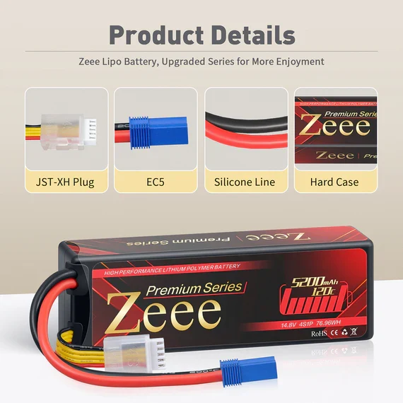 Zeee Premium Series 4S 5200mAh 14,8V 120C Hardcase EC5 (2 Stück)