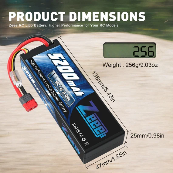 Zeee 2S 5200mAh 7,4V 50C Deans T-Stecker Hardcase (2 Stück)