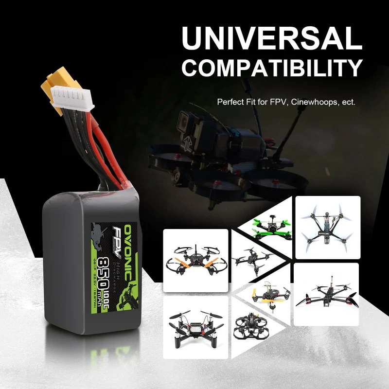 Ovonic 6S 850mAh 100C 22,2V XT60 Lipo Akku Pack (2 St.)