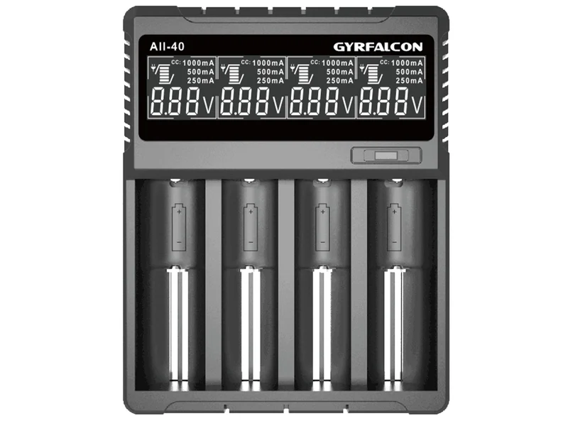 Enova Gyrfalcon ALL-40: 4-Schacht Li-Ion & NiMH Akkuladegerät