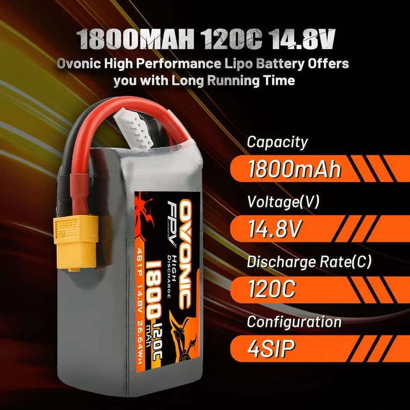 Ovonic 4S 1800mAh 120C 14,8V XT60 LiPo Akku (2 St.)