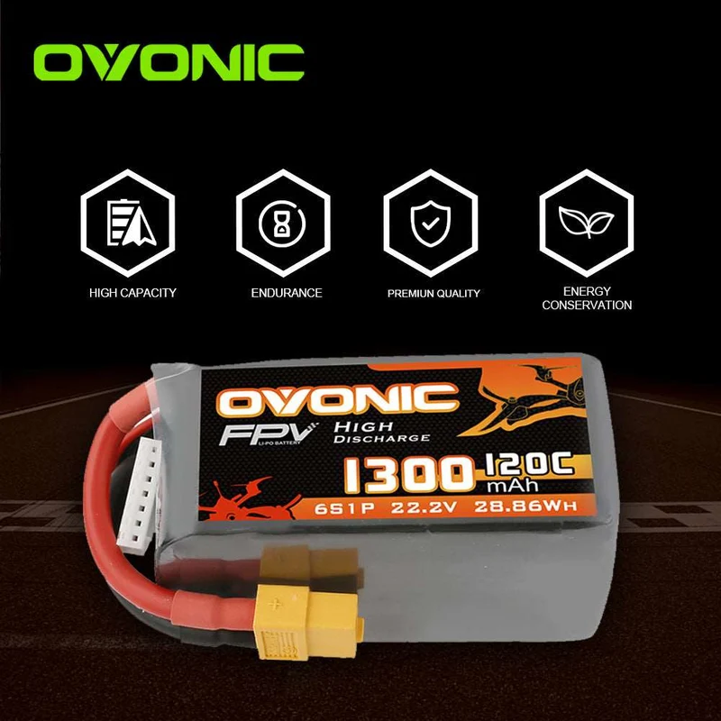 Ovonic 6S 1300mAh 120C 22,2V XT60 LiPo Akkupack