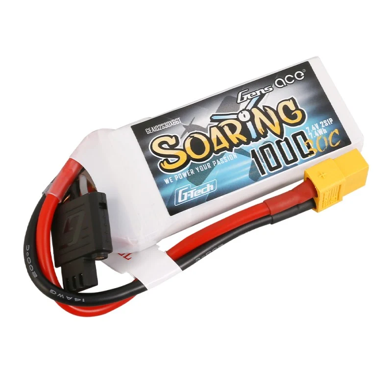 Gens Ace G-Tech Soaring 2S 1000mAh 7,4V 30C 2S1P Lipo Akkupack XT60 Stecker