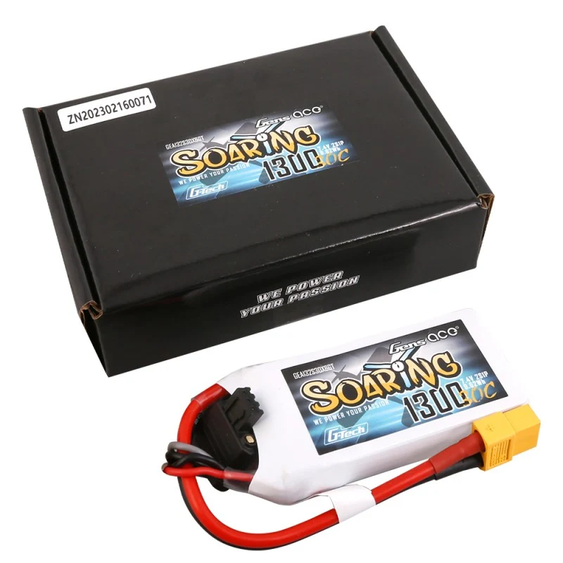 Gens Ace G-Tech Soaring 2S 1300mAh 7,4V 30C 2S1P Lipo Akkupack XT60