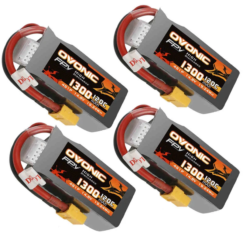 Ovonic FPV 4S 1300mAh 120C 14,8V XT60 LiPo Akku (4 Stück )