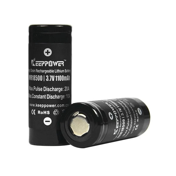 Keeppower IMR18500 - 1100mAh, 3,7V (10A) Li-Ion-Akku