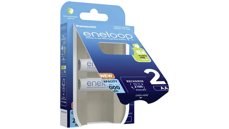 Eneloop Panasonic Ni-MH Akku 2000mAh AA 1,2V - 2er Blister BK-3MCDE/2BE