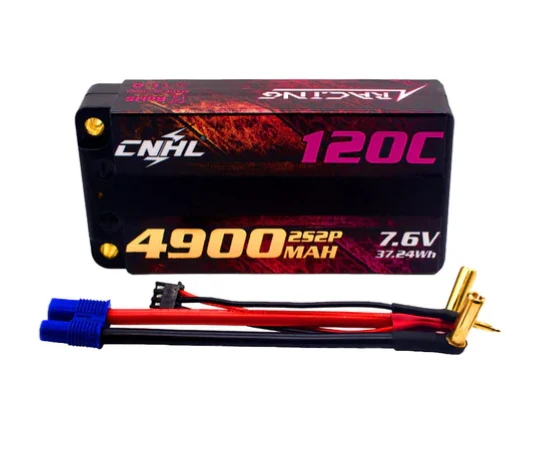 CNHL Racing Series LiHV 4900mAh 7,6V 2S2P 120C HV Shorty Hartschalen-Lipo-Akku mit EC3-Stecker