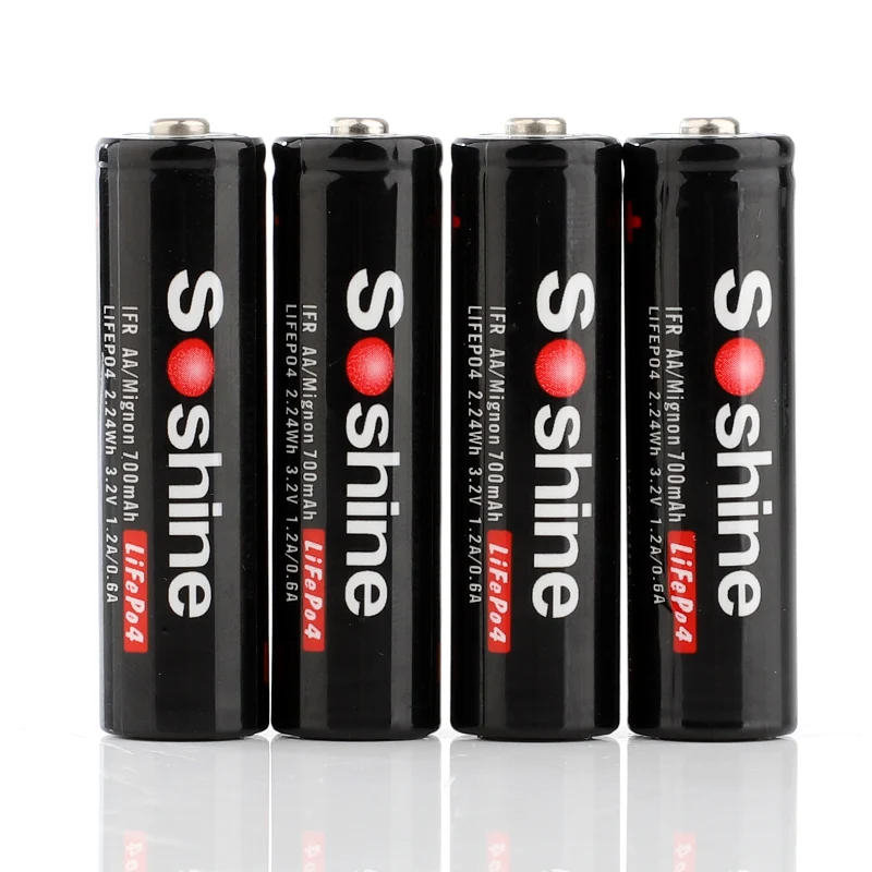 Soshine 14500/AA - 700mAh 3,2V LiFePo4-Akku ungeschützt Button Top