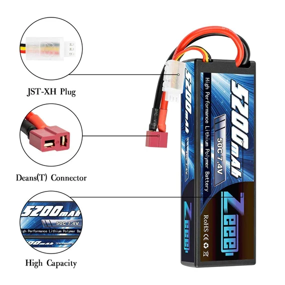Zeee 2S 5200mAh 7,4V 50C Hardcase Dean Lipo Akku