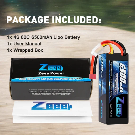 Zeee 4S 6500mAh 14,8V 80C Hardcase Dean Lipo Akku
