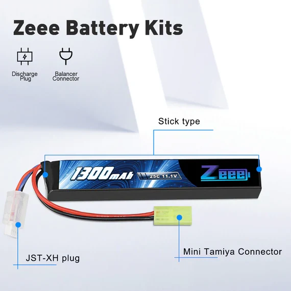 Zeee 3S 1300mAh 11,1V 25C 3S Tamiya-Stecker Airsoft Lipo Akku