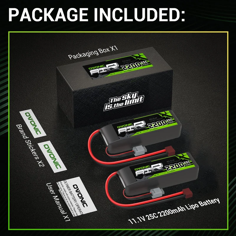 Ovonic 3S 2200mAh 11,1V 25C Lipo-Akku Deans (2 St.)