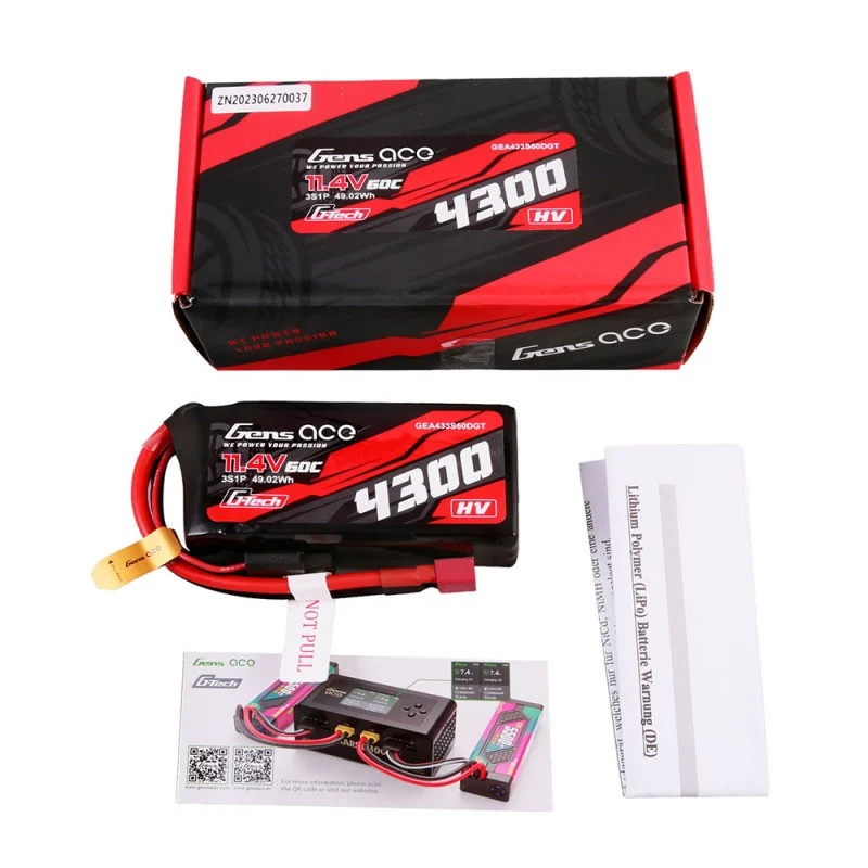 Gens Ace G-Tech 3S 4300mAh 3S1P 11,4V 60C Lipo T-Stecker