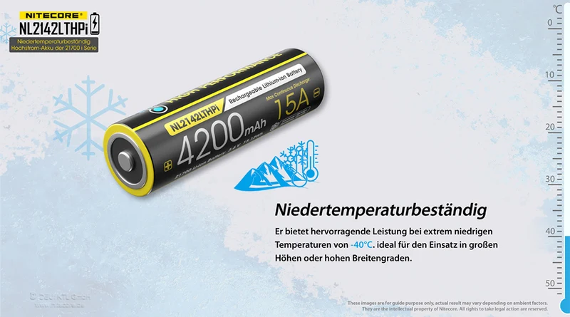 NiteCore NL2142LTHPi Li-Ionen 21700 - 4200mAh, 3,6V LOW TEMPERATURE - PCB bis 15A