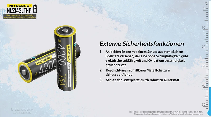 NiteCore NL2142LTHPi Li-Ionen 21700 - 4200mAh, 3,6V LOW TEMPERATURE - PCB bis 15A