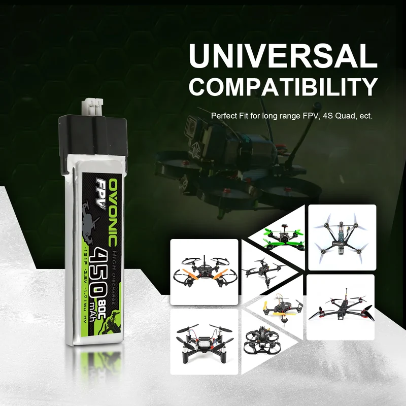 Ovonic FPV 1S 450mah 3,8V 80C HV-Lipo JST PH2.0 (4 St.)