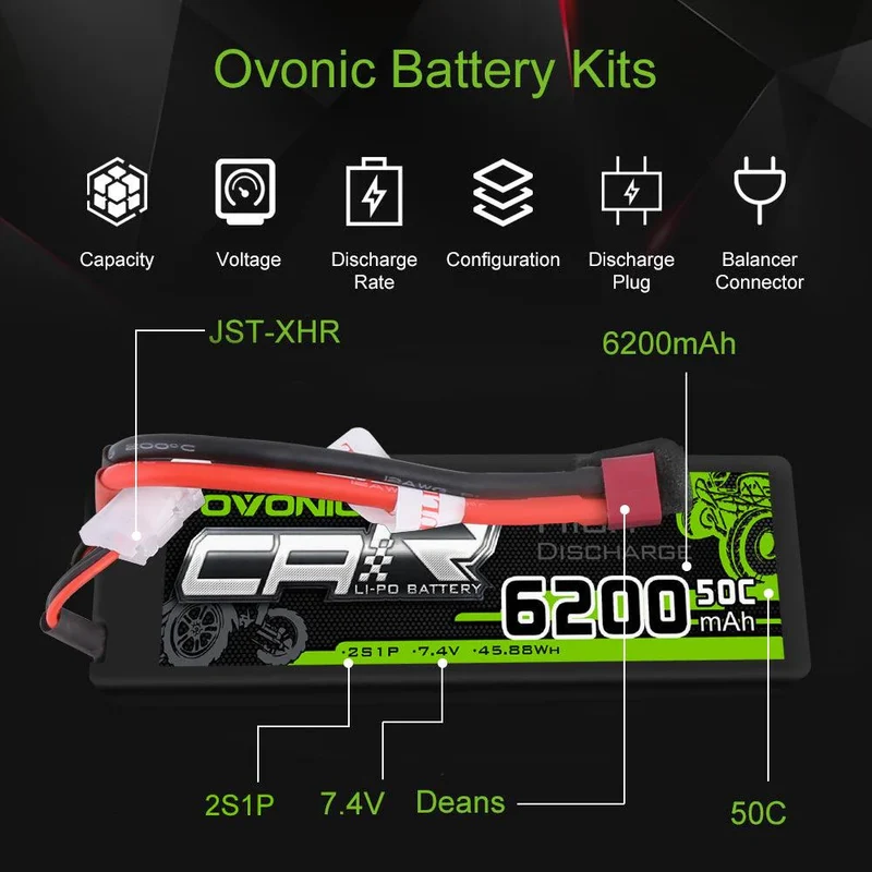 Ovonic 2S 6200mAh 50C 7,4V Hardcase Dean (2 Stück)