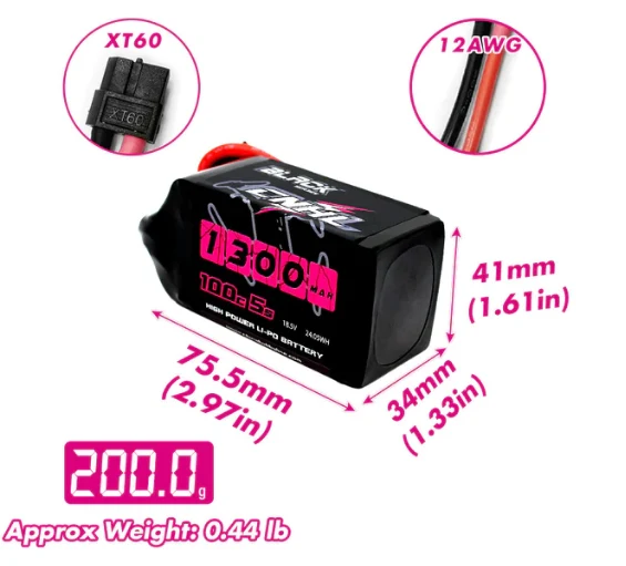 CNHL Black Series 1300mAh 18,5V 5S 100C Lipo Akku mit XT60 Stecker