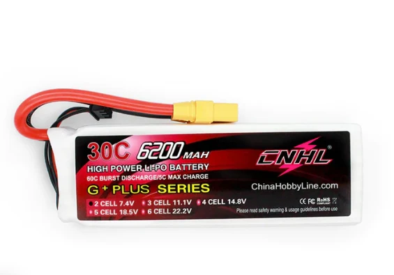 CNHL 6200mAh 7,4V 2S 30C Lipo Akku mit XT90 Stecker
