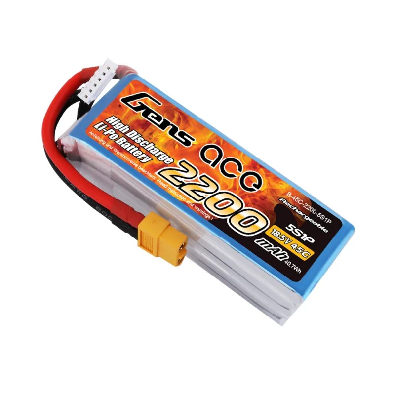 Gens Ace 2200mAh 18,5V 45C 5S1P Lipo Akkupack mit XT60 Stecker