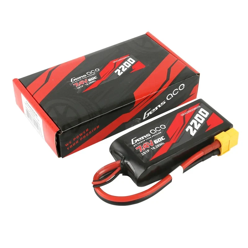 Gens Ace 2200mAh 7,4V 60C 2S1P Lipo Akku mit XT60 Stecker