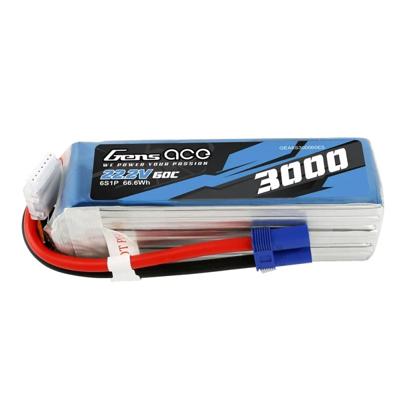 Gens Ace 3000mAh 22,2V 60C 6S1P Lipo-Akkupack mit EC5-Stecker