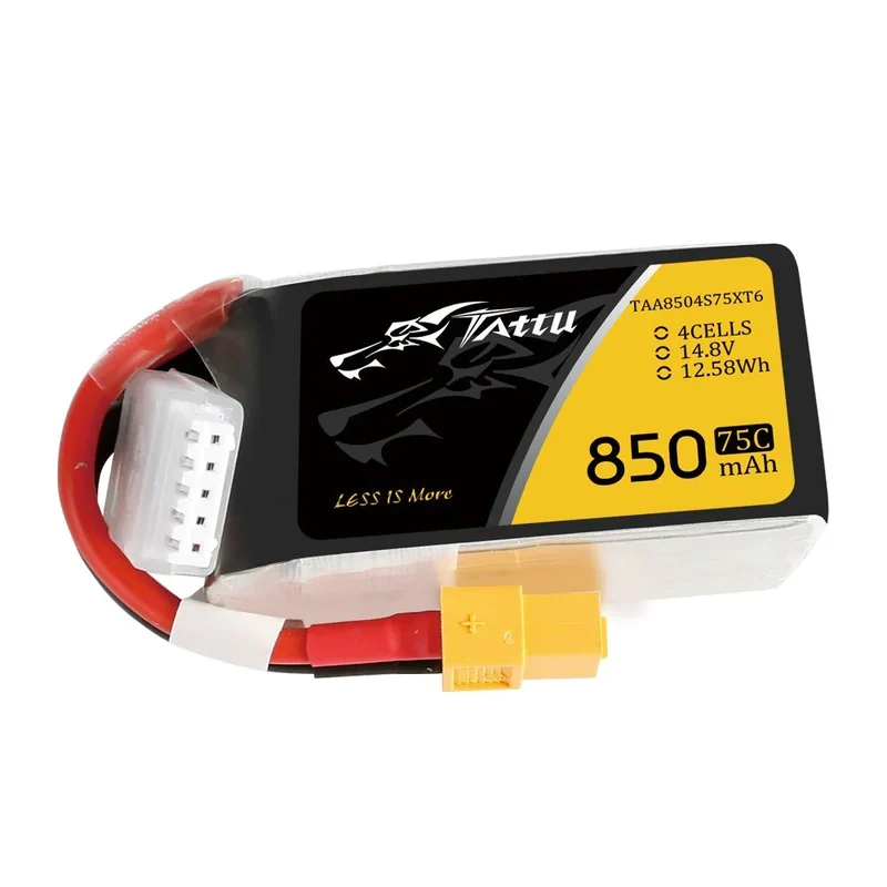 Tattu 850mAh 14.8V 75C 4S1P Lipo Akku mit XT60 Stecker