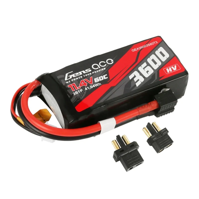 Gens Ace 3600mAh HV 11,4V 3S1P 60C Hochspannungs-Lipo-Akkupack mit XT60/T-Stecker