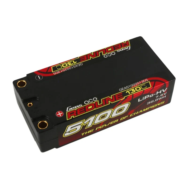 Gens Ace Redline Series 5100mAh 7.6V 130C 2S2P HardCase 65# HV Lipo Akku