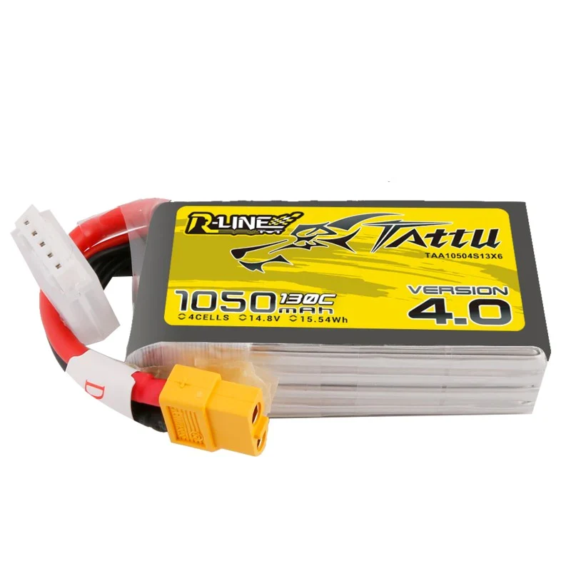 Tattu R-Line Version 4.0 1050mAh 14.8V 130C 4S1P Lipo Akkupack mit XT60 Stecker