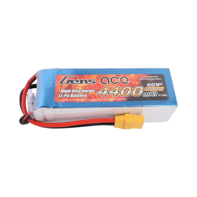 Gens Ace 4400mAh 22,2V 35C 6S1P Lipo Akkupack mit XT90 Stecker