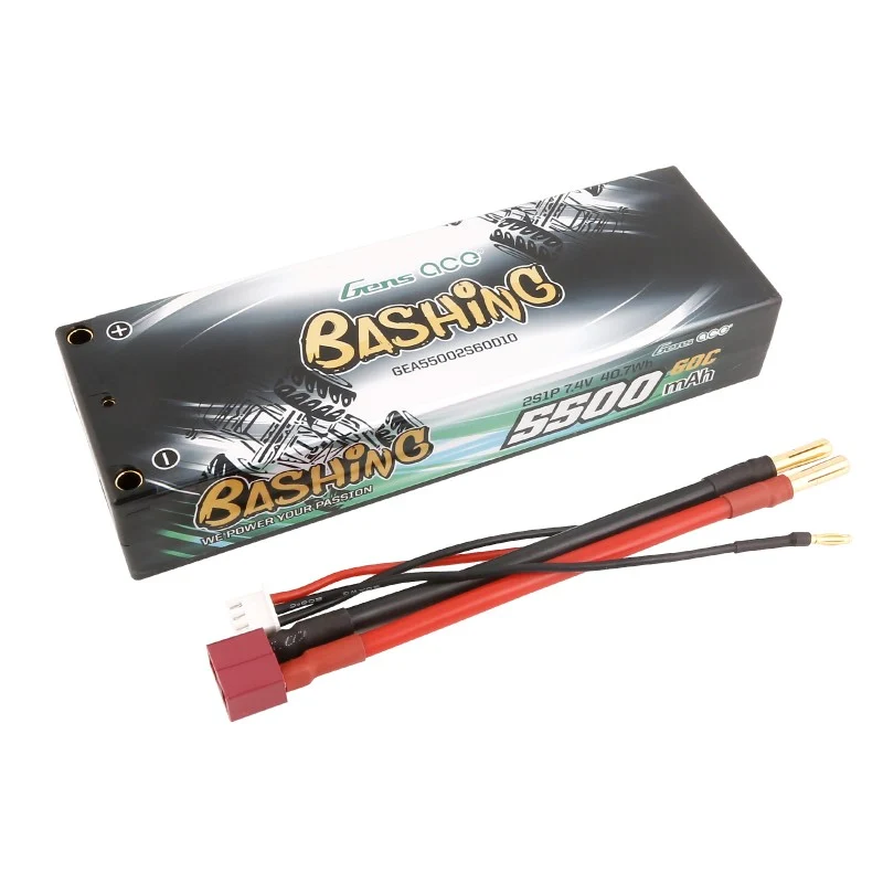 Gens Ace 5500mAh 2S 7.4V 60C HardCase RC 10# Auto Lipo Akkupack mit T-Stecker