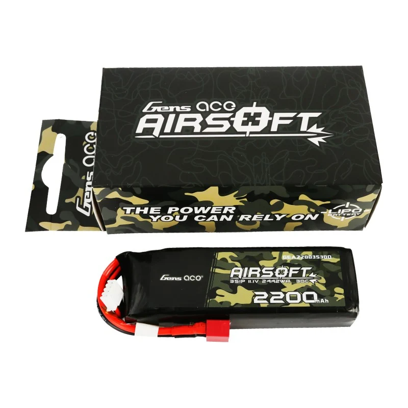 Gens Ace 30C 2200mAh 3S1P 11.1V Airsoft Lipo Batterie mit T-Stecker