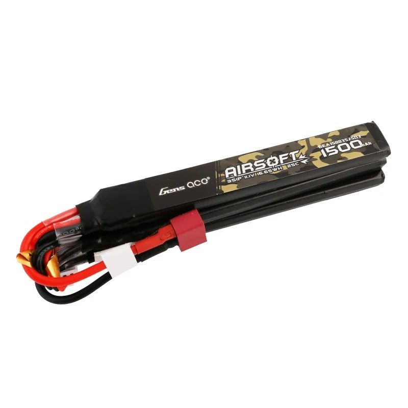 Gens Ace 25C 1500mAh 3S1P 11.1V Nunchuck 3X Airsoft Lipo Batterie mit T-Stecker