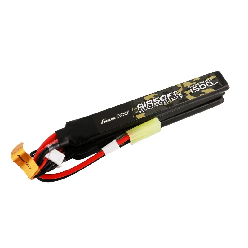 Gens Ace 25C 1500mAh 3S1P 11.1V Nunchuck 3X Airsoft Lipo Akku mit Mini Tamiya Stecker
