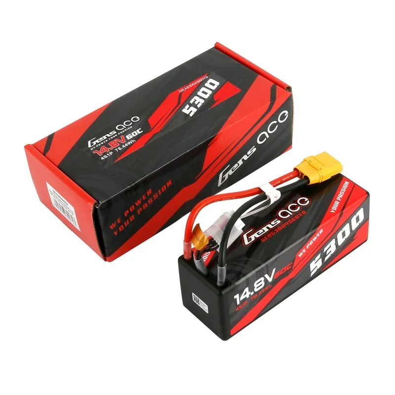 Gens Ace 5300mAh 14,8V 60C 4S1P HardCase 14# Auto Lipo Akku mit XT90