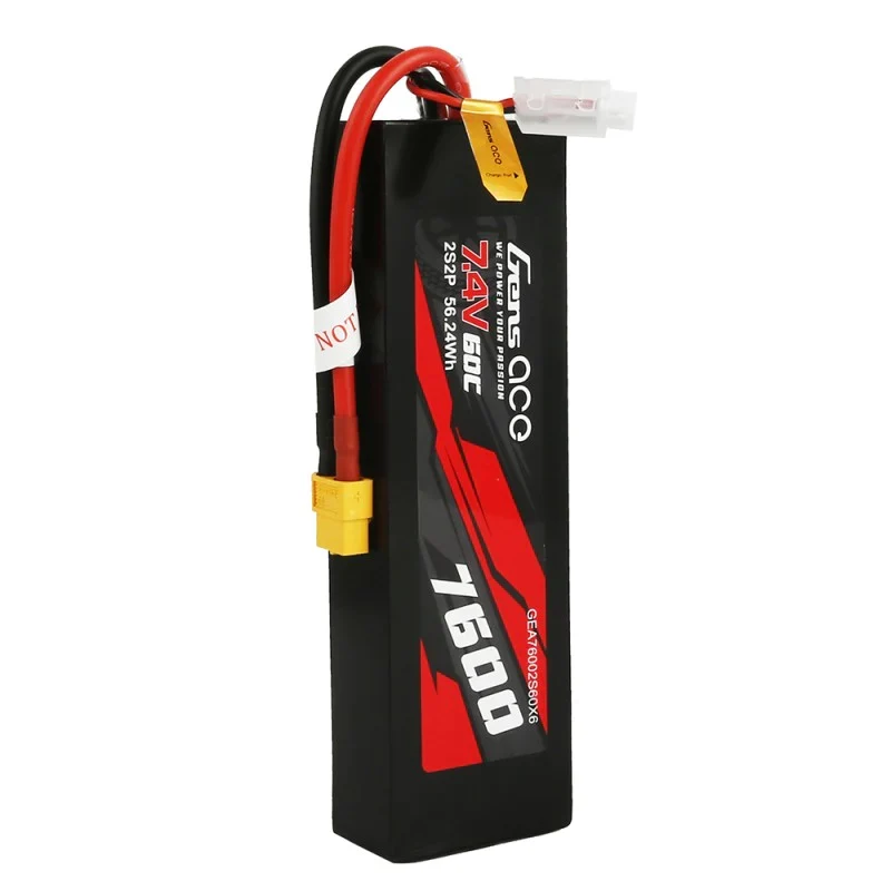 Gens Ace 7600mAh 7.4V 60C 2S2P Lipo Akku PC-Materialgehäuse mit XT60-Stecker