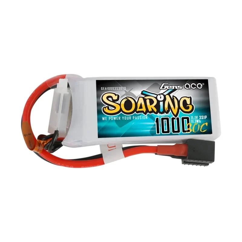 Gens Ace Soaring 1000mAh 11.1V 30C 3S1P Lipo Akkupack mit EC3/XT60/T-Stecker