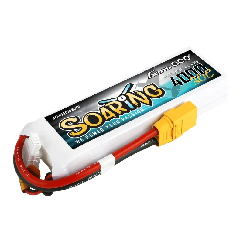Gens Ace Soaring 4000mAh 11.1V 30C 3S1P Lipo Akkupack mit XT90 Stecker