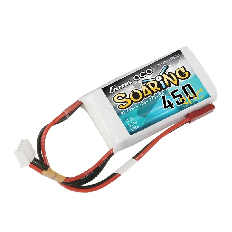Gens Ace Soaring 450mAh 11.1V 30C 3S1P Lipo-Akkupack mit JST-SYP-Stecker
